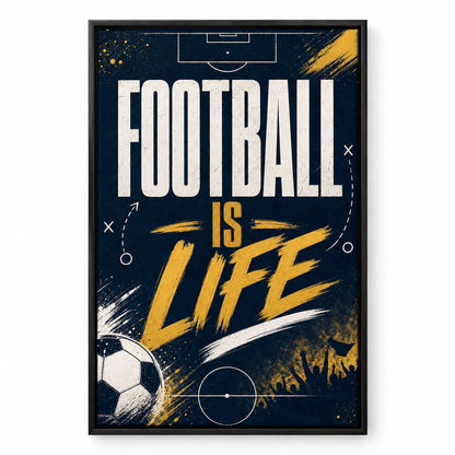 Football Is Life Typography Canvas Painting Wall Decor | black_sku