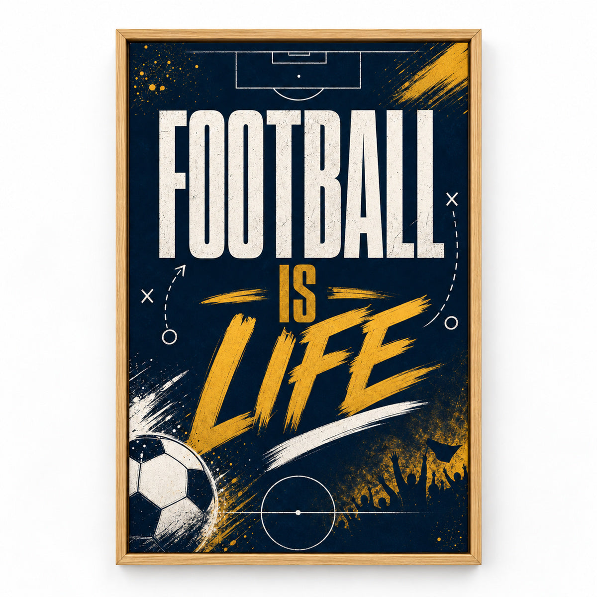 Football Is Life Typography Canvas Painting Wall Decor | brown_sku