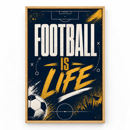 Football Is Life Typography Canvas Painting Wall Decor | brown_sku