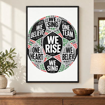 One Team One Heart Chant Typography Canvas Wall Art | black_independent_close