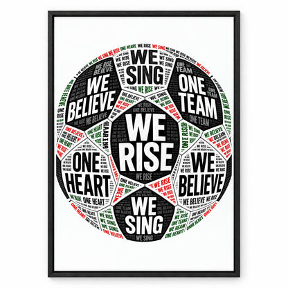 One Team One Heart Chant Typography Canvas Wall Art | black_sku