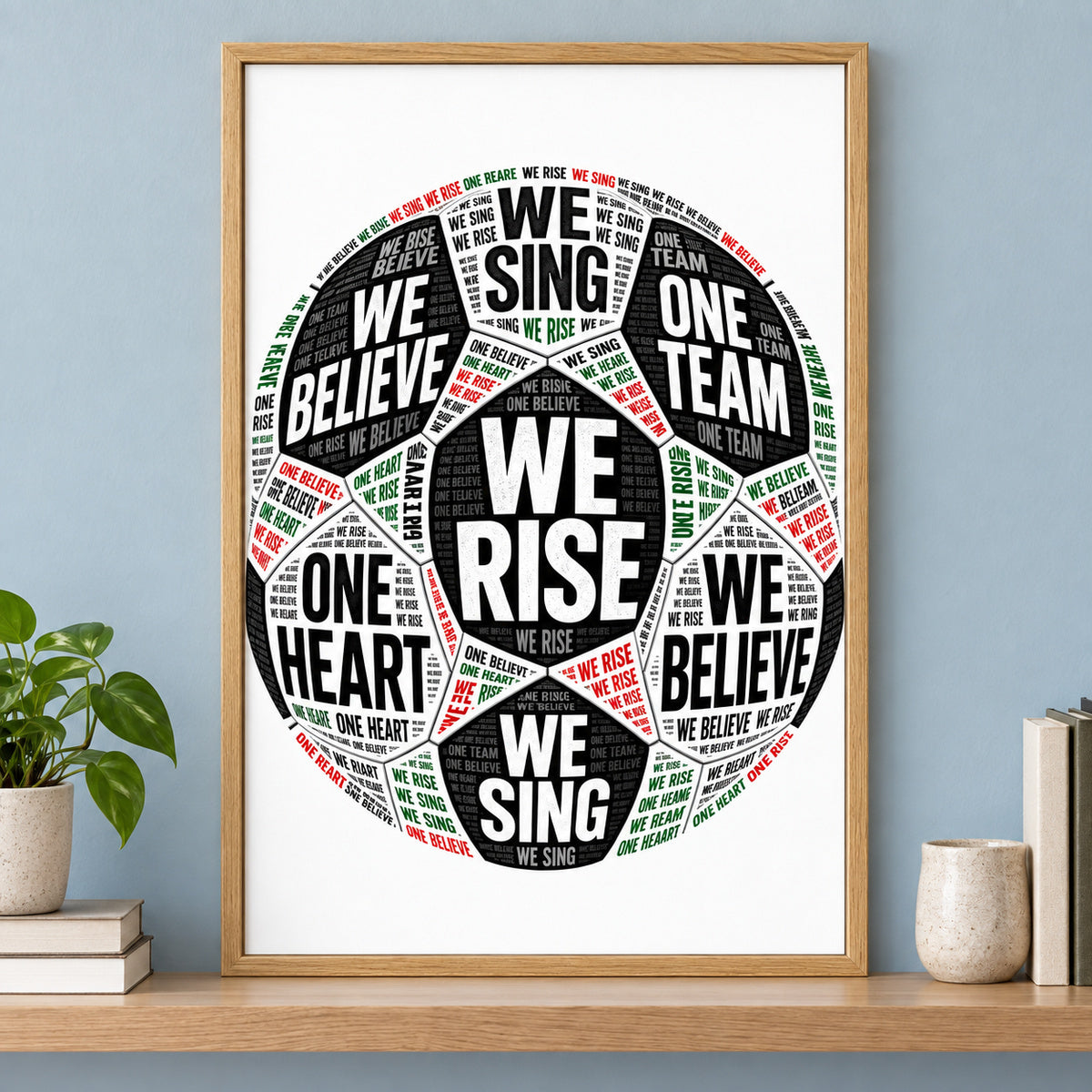 One Team One Heart Chant Typography Canvas Wall Art | brown_independent_close