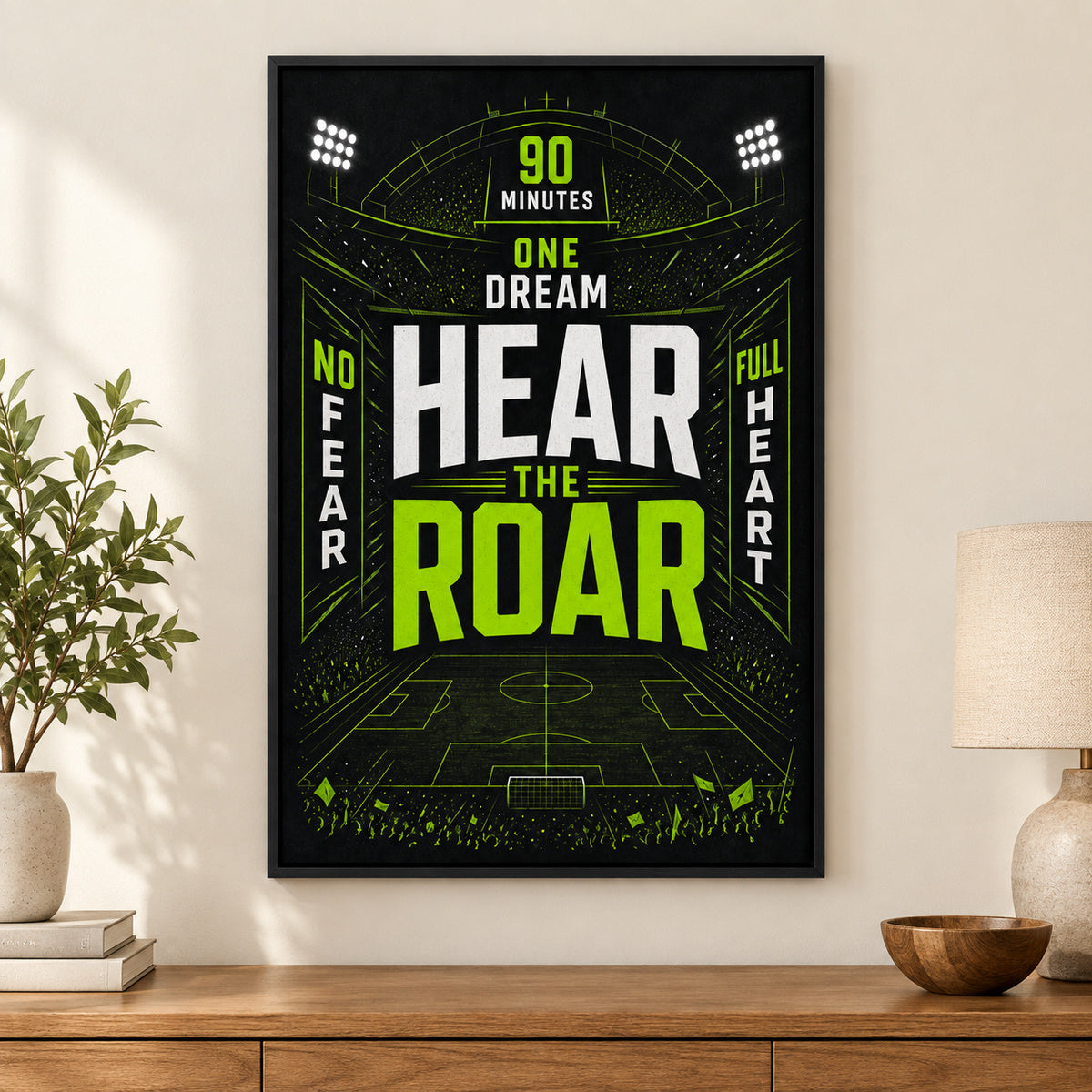 Hear The Roar Stadium Typography Canvas Painting Wall Decor | black_independent_close