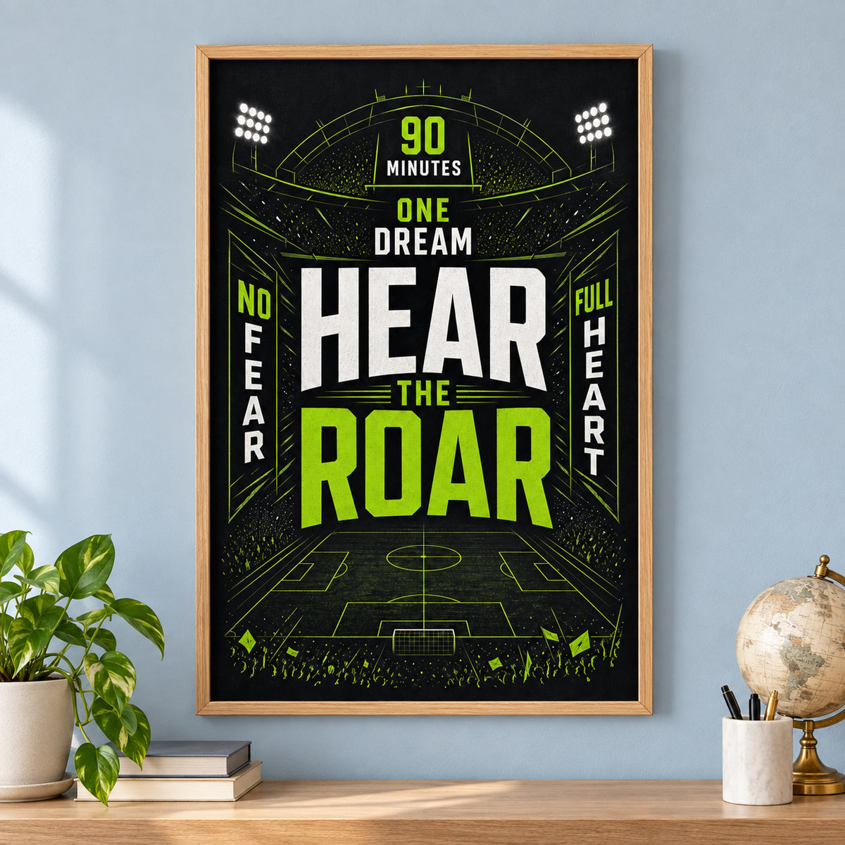 Hear The Roar Stadium Typography Canvas Painting Wall Decor | brown_independent_close