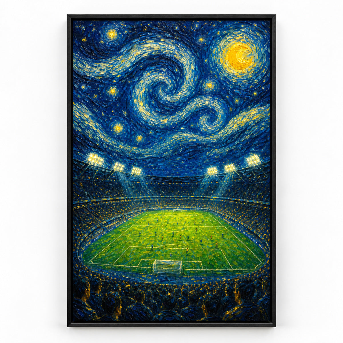 Starry Night Stadium Soccer Canvas Painting Wall Decor | black_sku