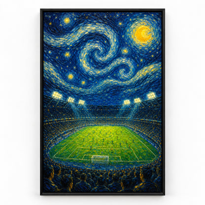 Starry Night Stadium Soccer Canvas Painting Wall Decor | black_sku