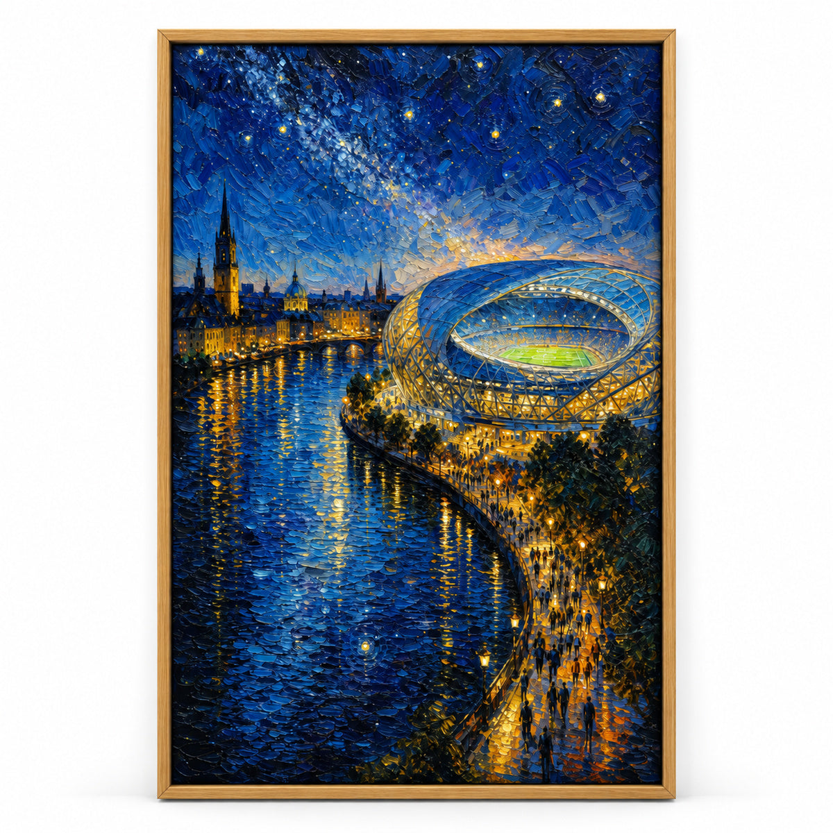 Riverside Starry Stadium Soccer Canvas Painting Wall Decor | brown_sku