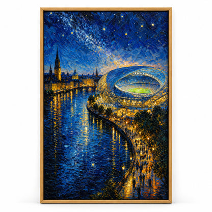 Riverside Starry Stadium Soccer Canvas Painting Wall Decor | brown_sku