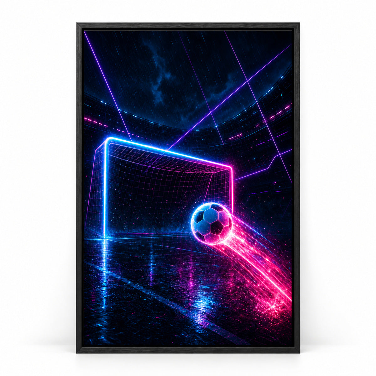 Neon Goal Trails Soccer Canvas Painting for Game Room Decor | black_sku