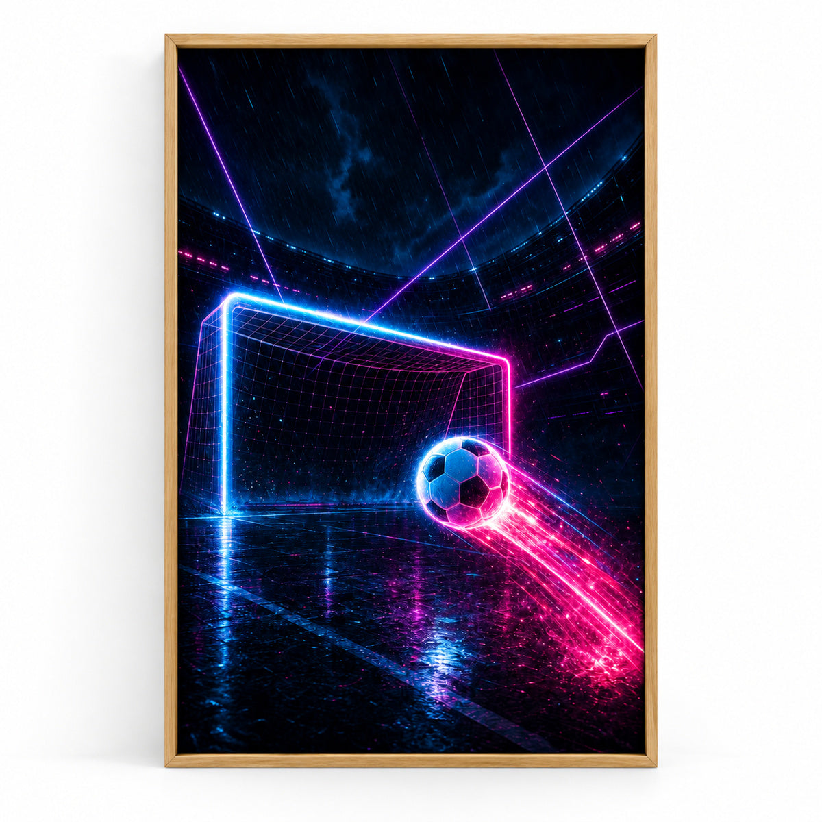 Neon Goal Trails Soccer Canvas Painting for Game Room Decor | brown_sku