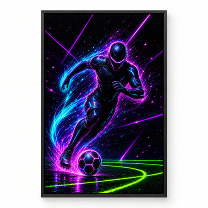 Neon Dribble Light Burst Soccer Canvas Painting Wall Decor | black_sku