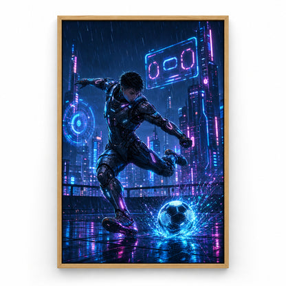 Mecha Rooftop Soccer Canvas Painting for Game Room Decor | brown_sku