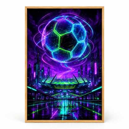 Hologram Ball City Soccer Canvas Wall Art | brown_sku