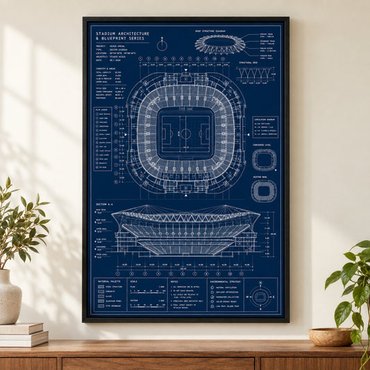 Blueprint Grand Stadium Cutaway Canvas Painting Wall Decor | black_independent_close