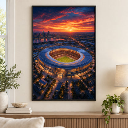 Twilight Aerial Stadium Art Canvas Painting Wall Decor | black_independent_close