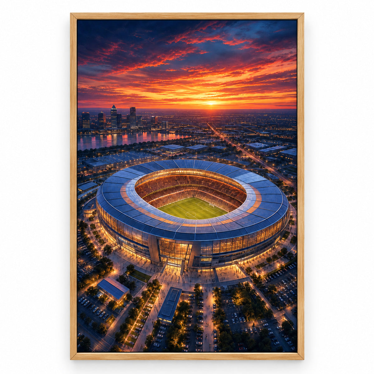 Twilight Aerial Stadium Art Canvas Painting Wall Decor | brown_sku