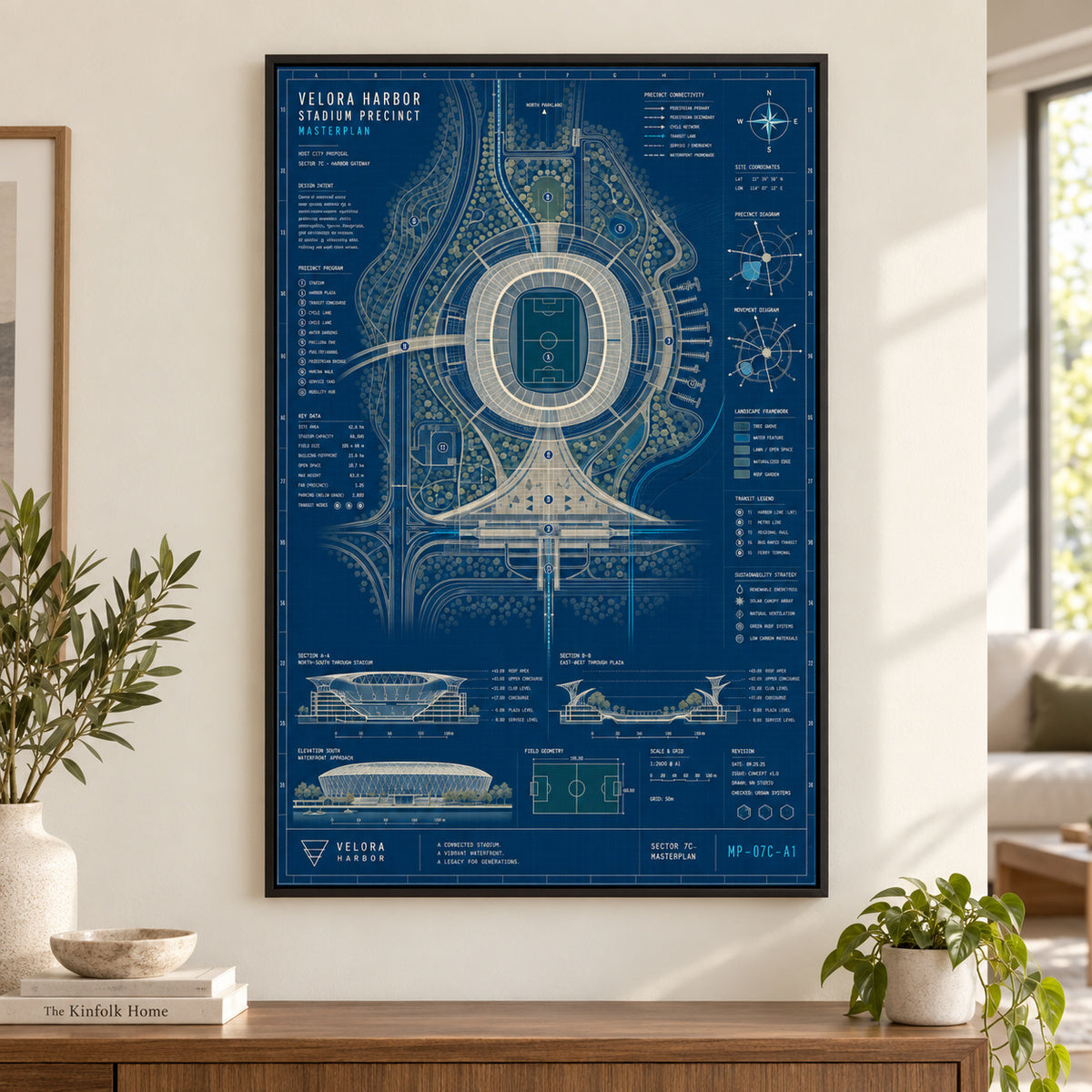 Host City Stadium Masterplan Canvas Wall Art | black_independent_close