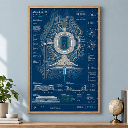 Host City Stadium Masterplan Canvas Wall Art | brown_independent_close