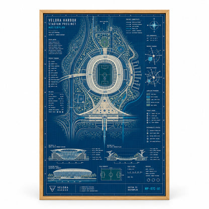 Host City Stadium Masterplan Canvas Wall Art | brown_sku