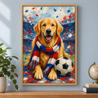 Golden Retriever Soccer Fan Canvas Wall Art | brown_independent_close