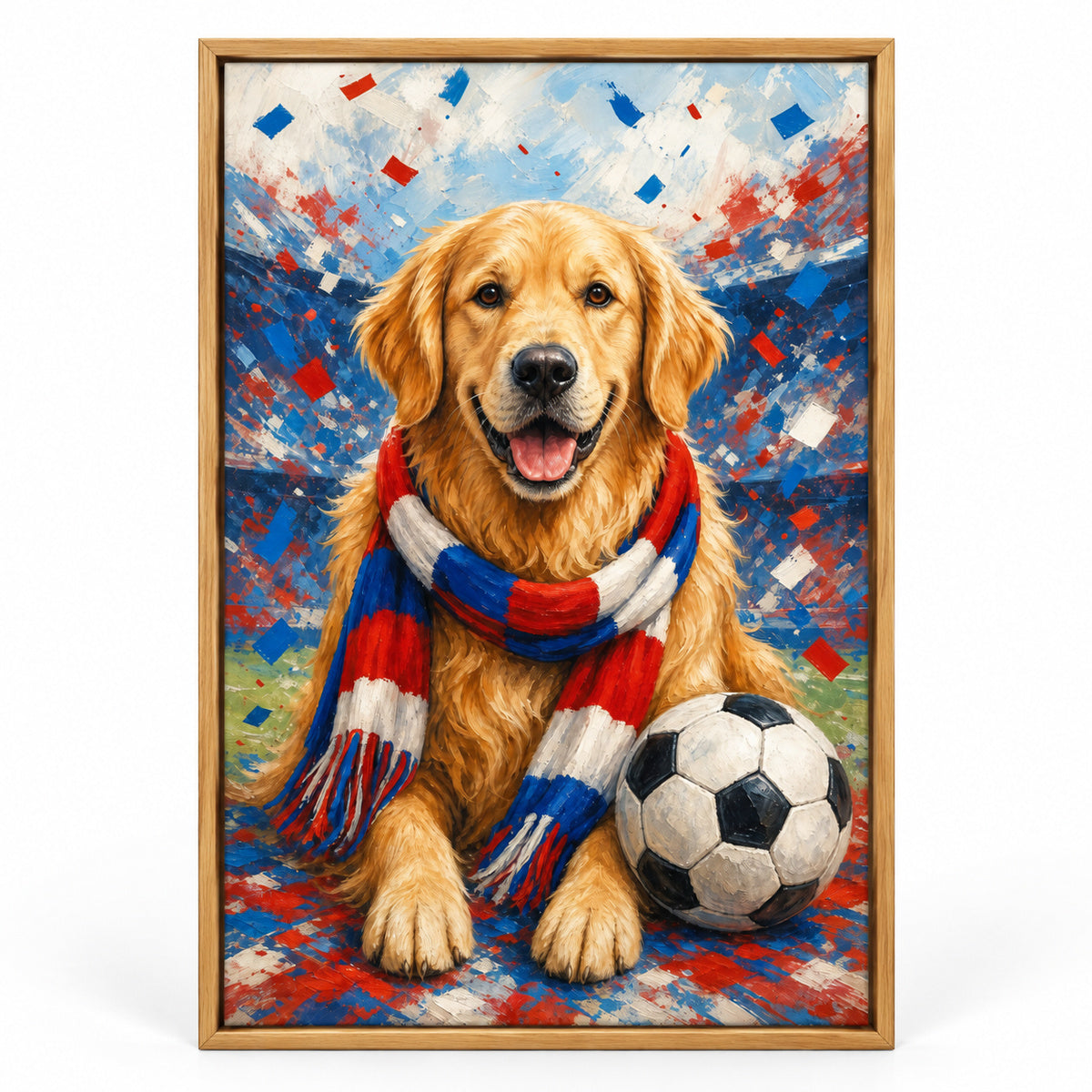 Golden Retriever Soccer Fan Canvas Wall Art | brown_sku