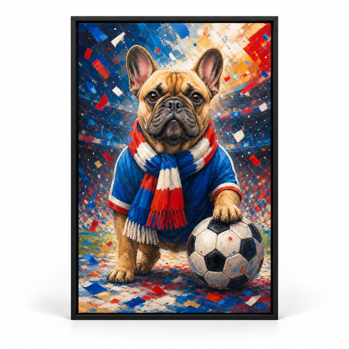 French Bulldog Soccer Fan Canvas Wall Art | black_sku