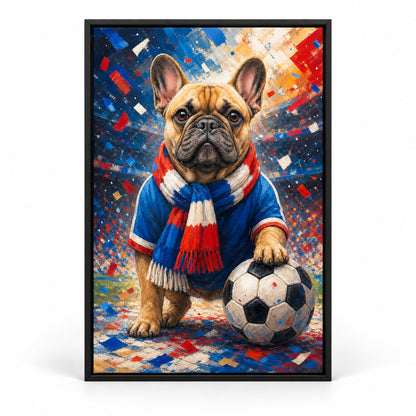 French Bulldog Soccer Fan Canvas Wall Art | black_sku