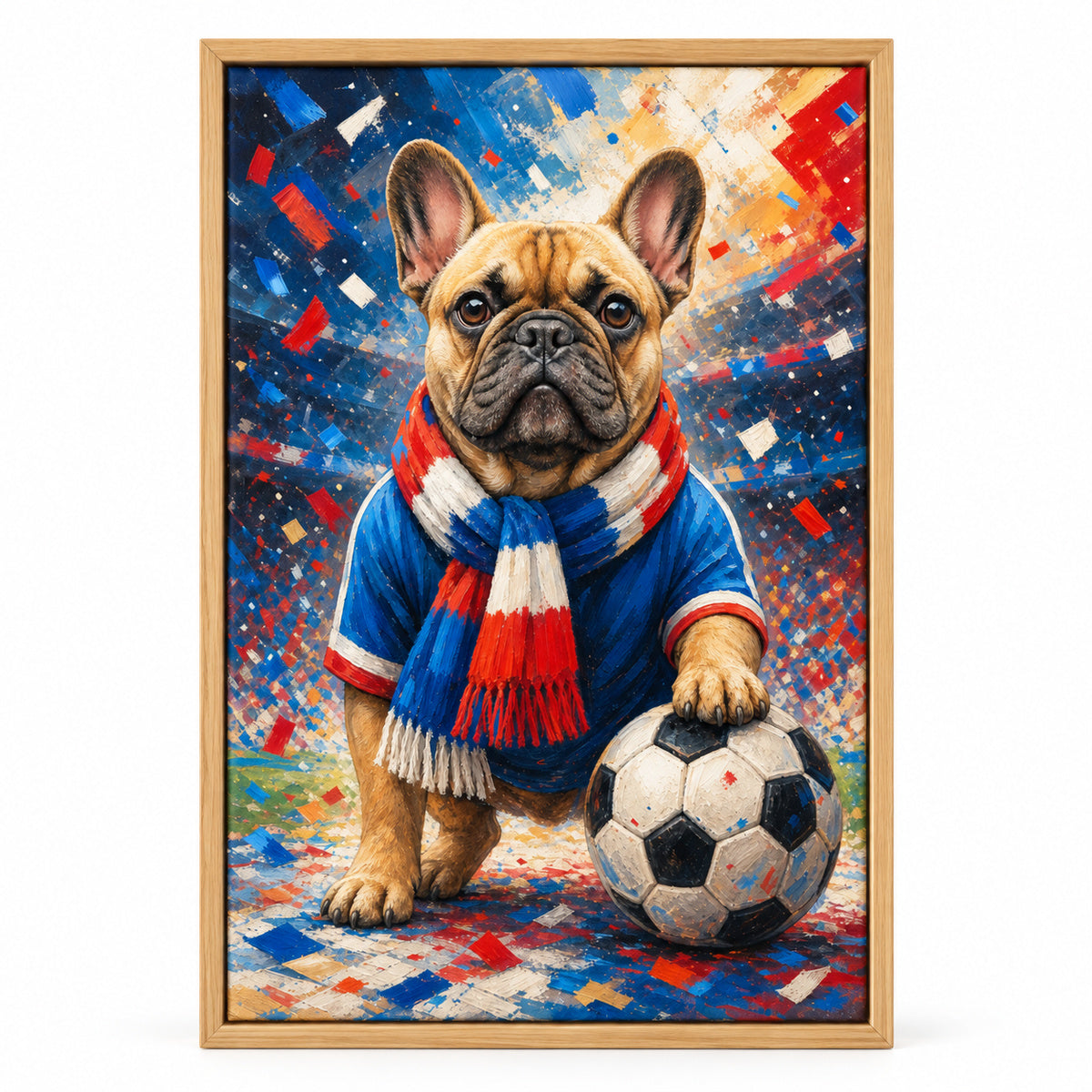 French Bulldog Soccer Fan Canvas Wall Art | brown_sku