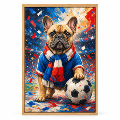 French Bulldog Soccer Fan Canvas Wall Art | brown_sku