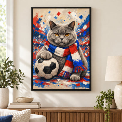 British Shorthair Soccer Fan Canvas Painting Wall Decor | black_independent_close