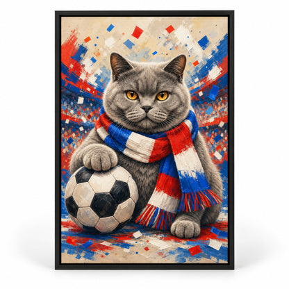 British Shorthair Soccer Fan Canvas Painting Wall Decor | black_sku