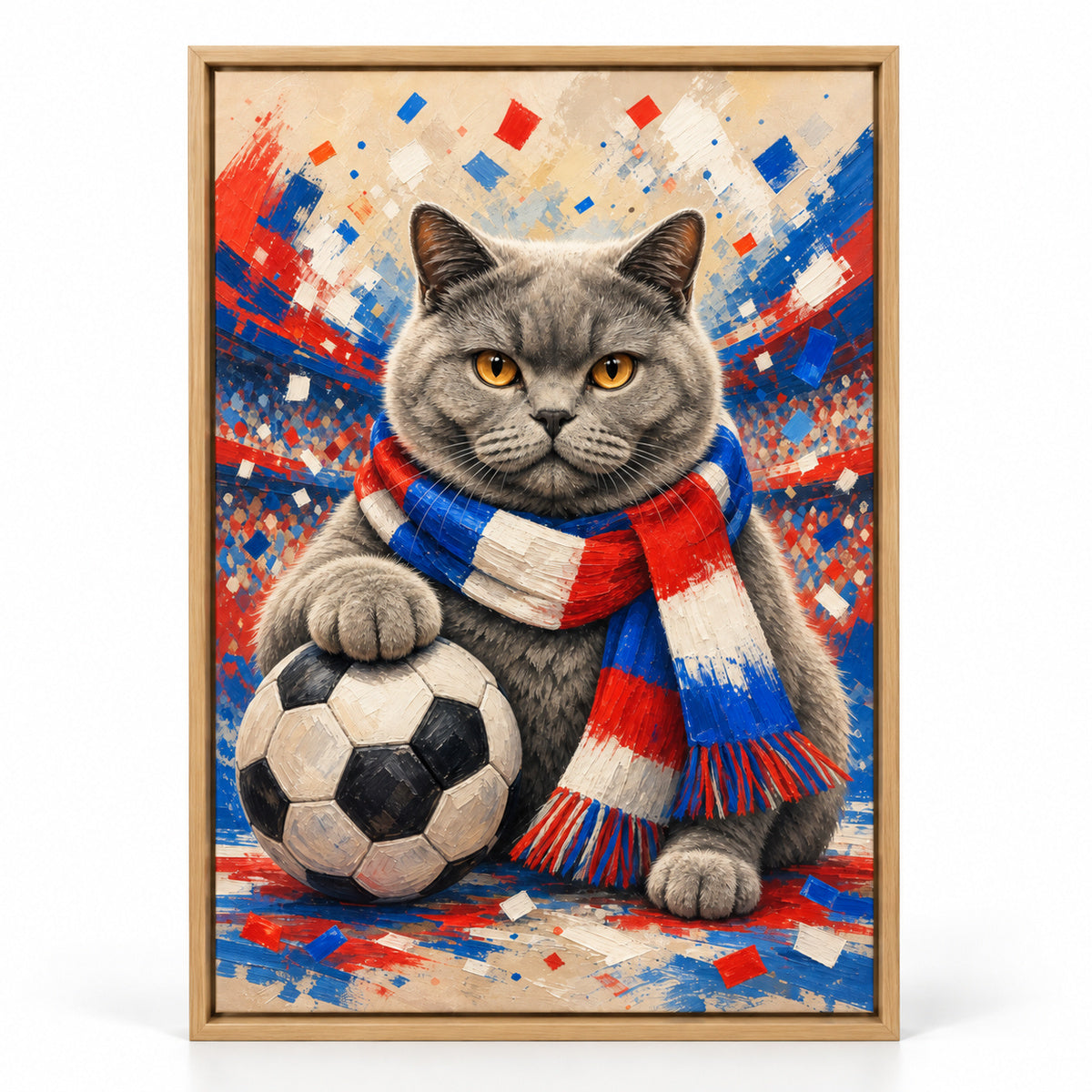 British Shorthair Soccer Fan Canvas Painting Wall Decor | brown_sku