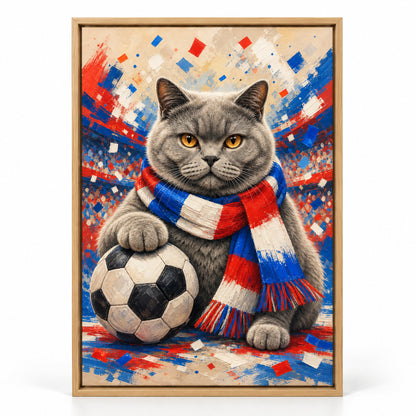British Shorthair Soccer Fan Canvas Painting Wall Decor | brown_sku