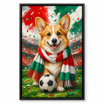 Corgi Soccer Fan Canvas Wall Art | black_sku
