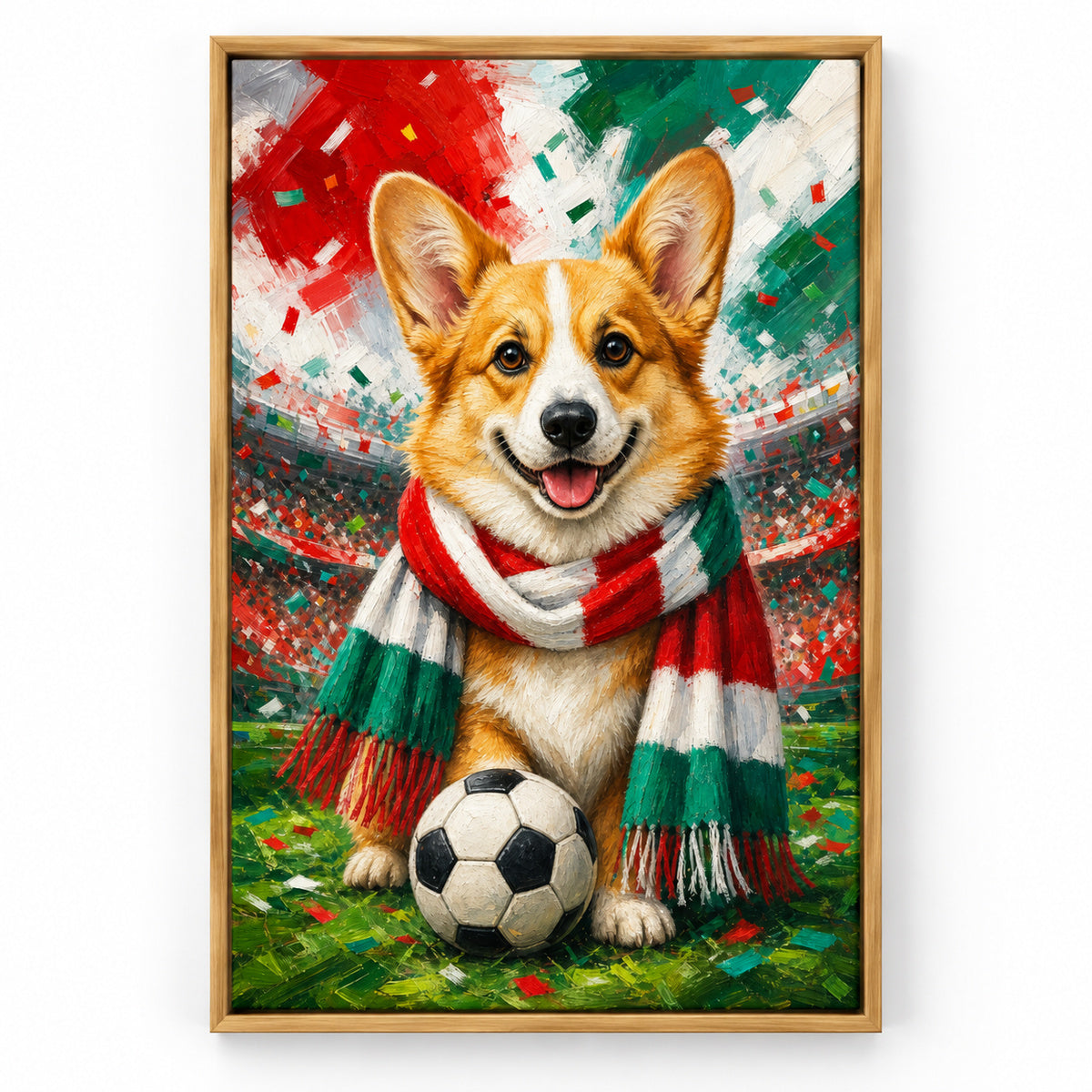 Corgi Soccer Fan Canvas Wall Art | brown_sku