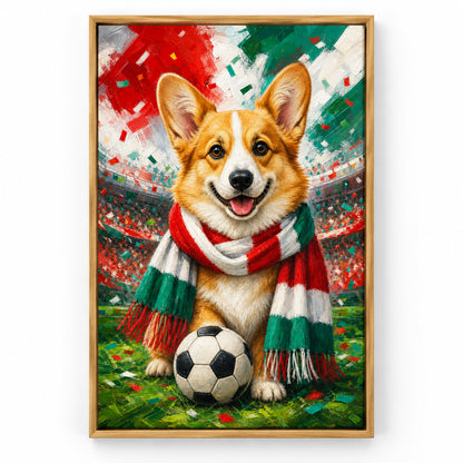 Corgi Soccer Fan Canvas Wall Art | brown_sku