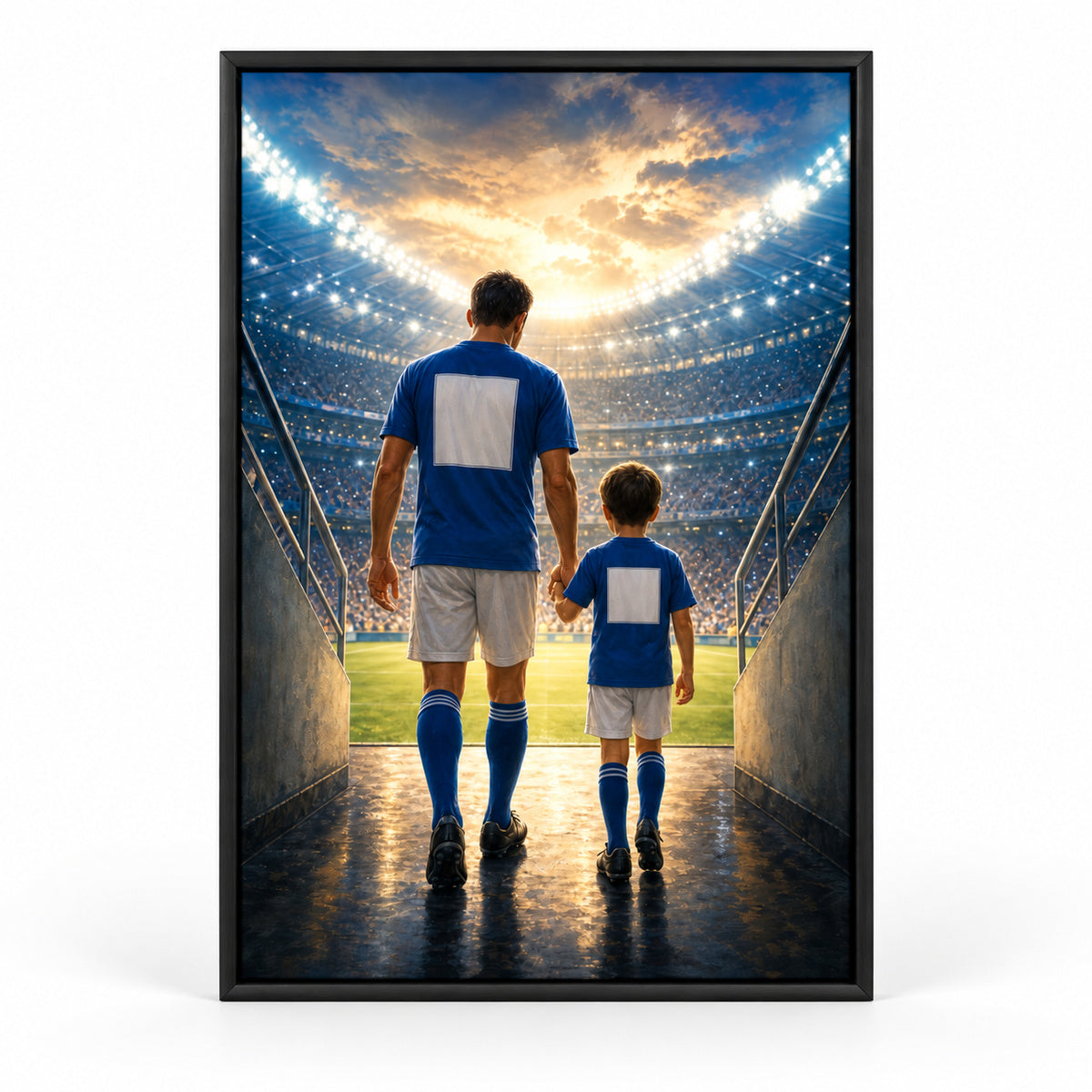 Custom Father and Son Soccer Tunnel Canvas Wall Art | black_sku