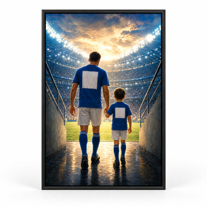 Custom Father and Son Soccer Tunnel Canvas Wall Art | black_sku