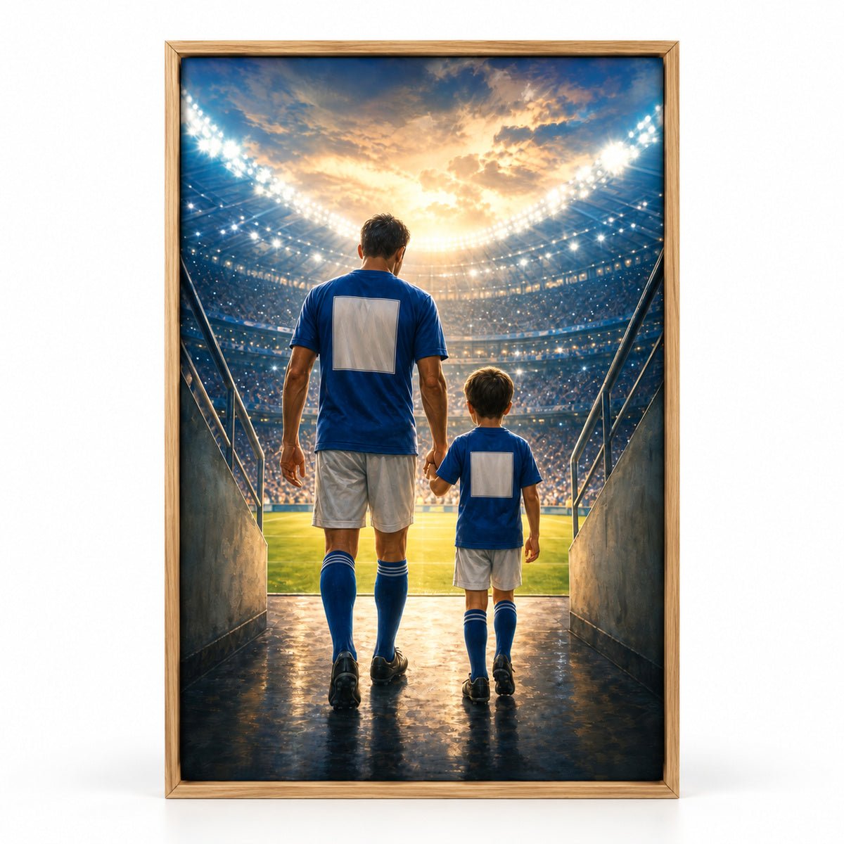 Custom Father and Son Soccer Tunnel Canvas Wall Art | brown_sku