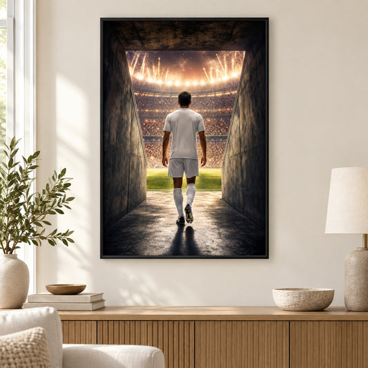 Custom Soccer Player Tunnel Canvas Painting Wall Decor | black_independent_close