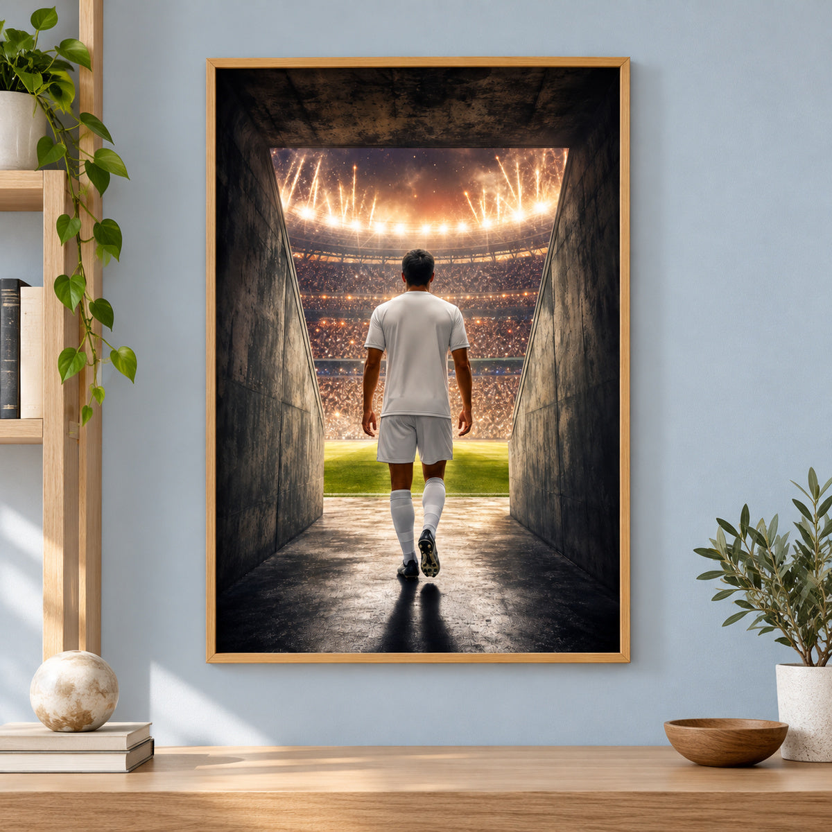 Custom Soccer Player Tunnel Canvas Painting Wall Decor | brown_independent_close
