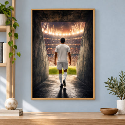 Custom Soccer Player Tunnel Canvas Painting Wall Decor | brown_independent_close