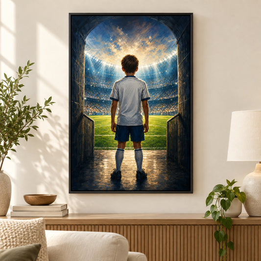 Custom Youth Soccer Dream Tunnel Canvas Painting Wall Decor | black_independent_close