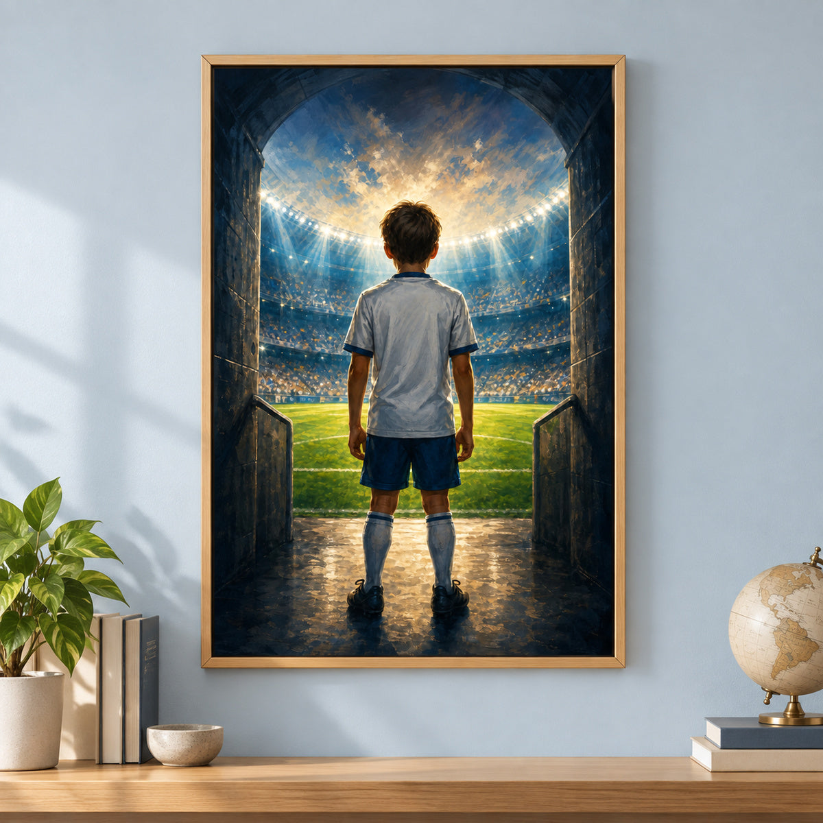 Custom Youth Soccer Dream Tunnel Canvas Painting Wall Decor | brown_independent_close