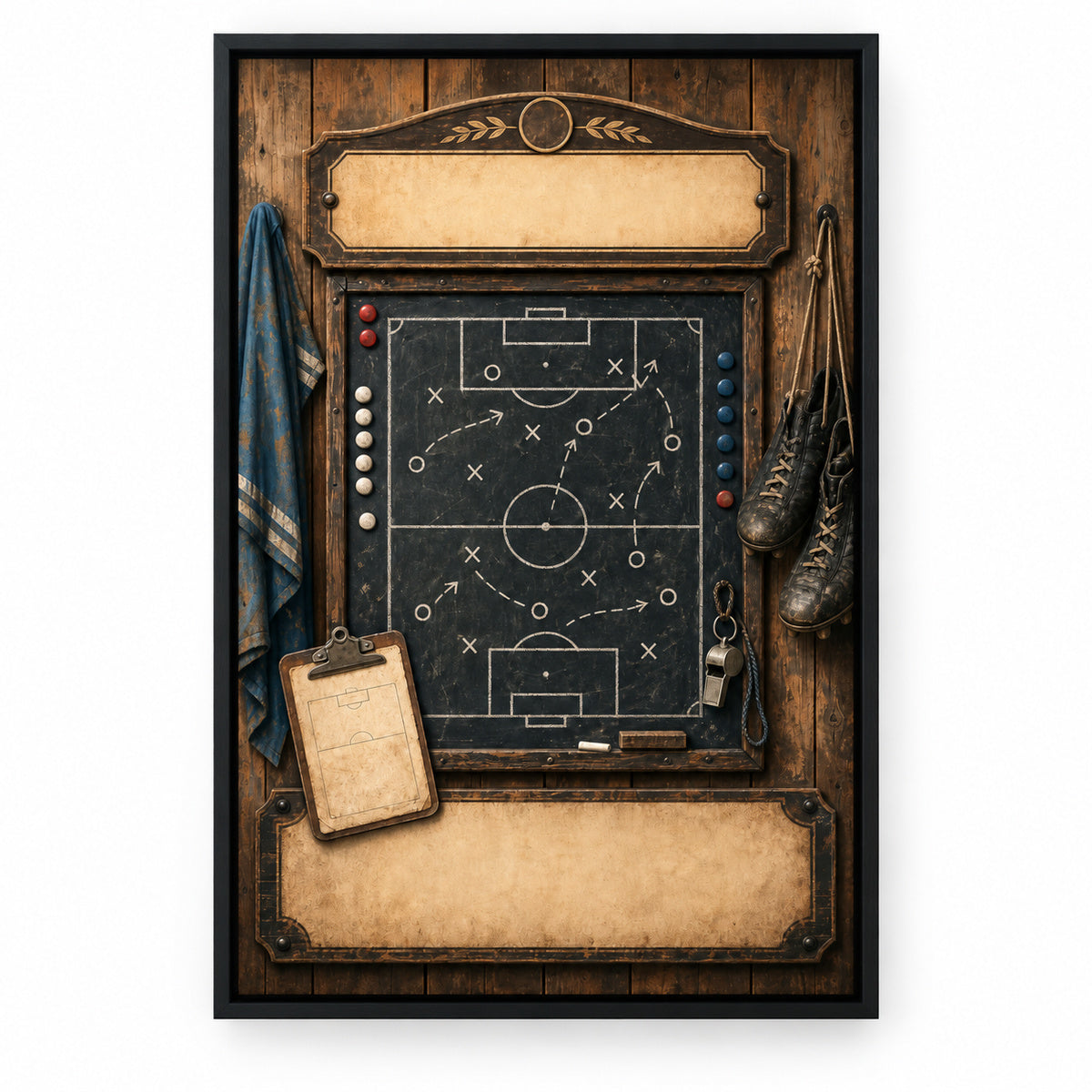Custom Vintage Soccer Tactics Board Canvas Wall Art | black_sku
