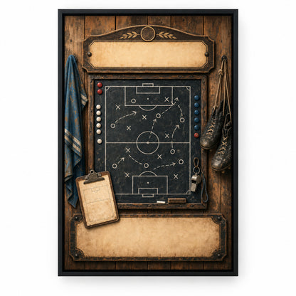 Custom Vintage Soccer Tactics Board Canvas Wall Art | black_sku