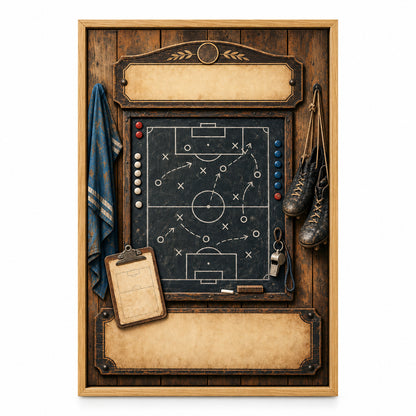 Custom Vintage Soccer Tactics Board Canvas Wall Art | brown_sku