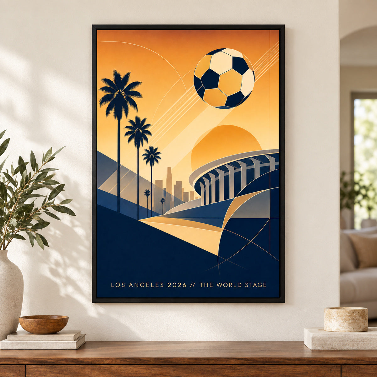 Los Angeles 2026 World Stage Soccer Canvas Wall Art | black_independent_close