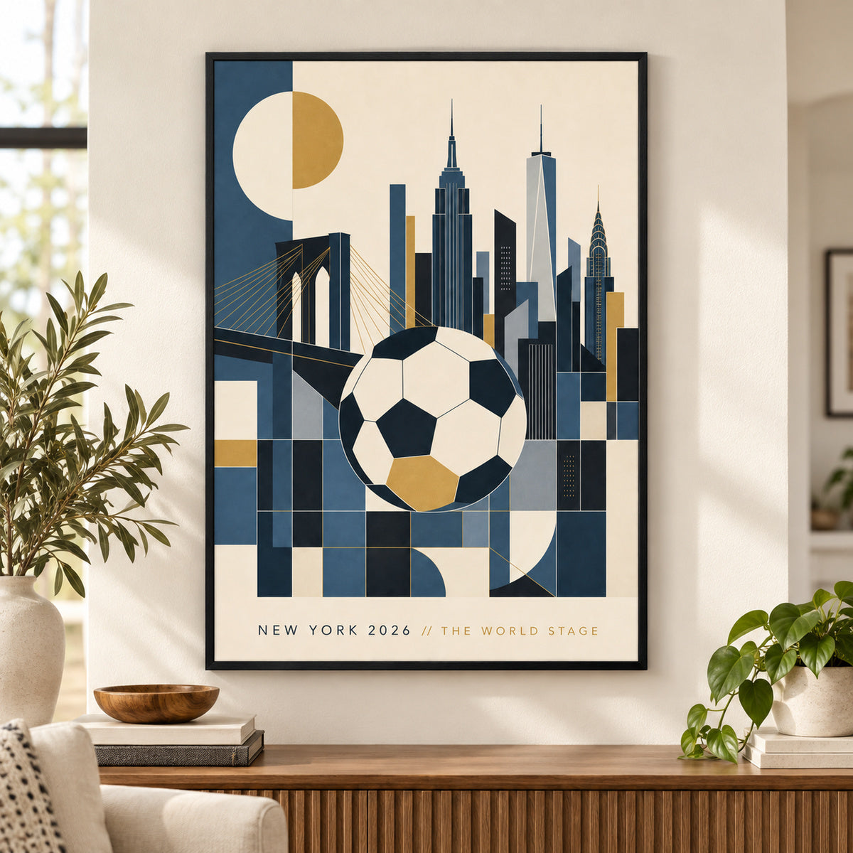 New York 2026 World Stage Soccer Canvas Painting Wall Decor | black_independent_close