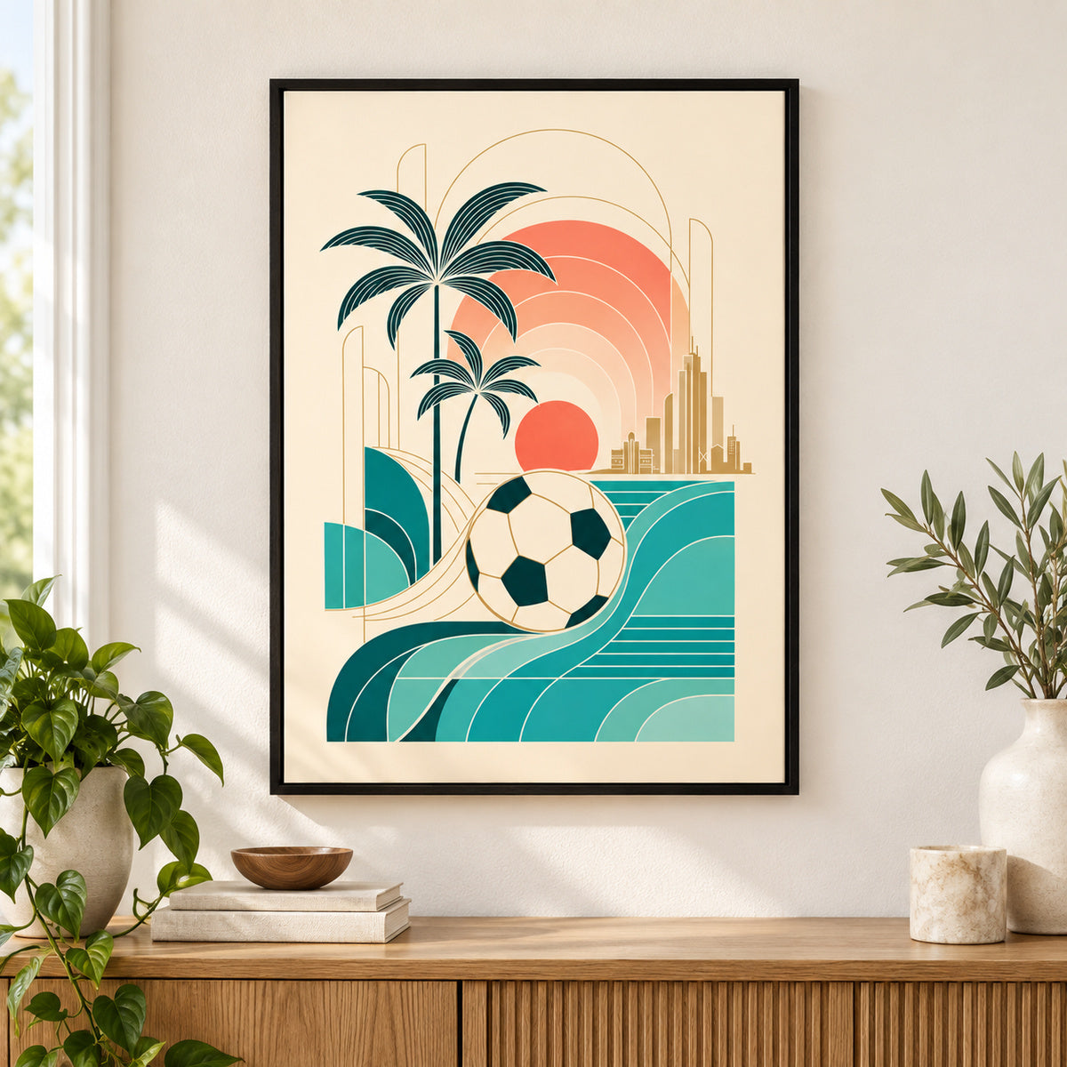 Miami 2026 World Stage Soccer Canvas Painting Wall Decor | black_independent_close